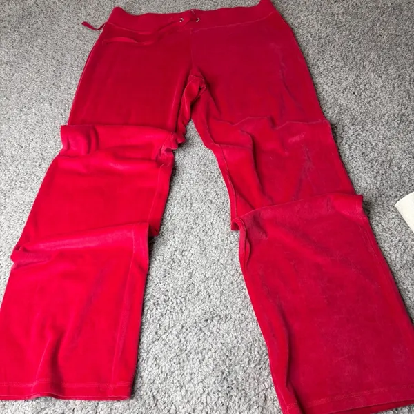New York & Company Red Velour Tracksuit Set Zip Hoodie XLPants L Y2K Lounge - Image 2