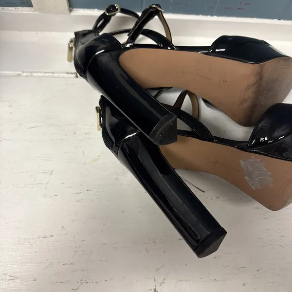 Jessica‎ Simpson Platform Chunky Heel Shoe Double Ankle Straps Black Women's 7 - Image 10