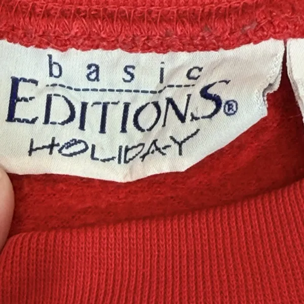 Basic Editions Sweatshirt Womens Large Red Christmas Embroidered Fleece‎ Vintage - Image 8