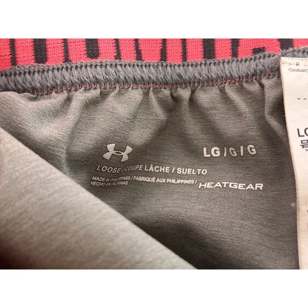 Under Armour Unlined Athletic Shorts L Gray Pink HeatGear Loose Fit Sporty - Image 5