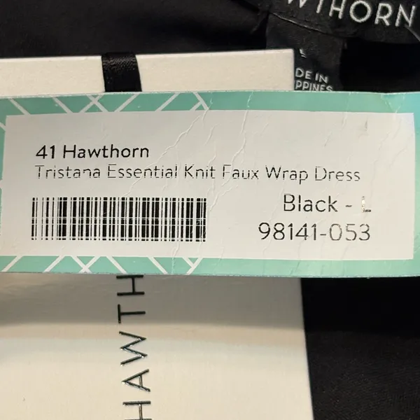 41 Hawthorn Black Tristana Essential Knit Faux Wrap Dress size L NWT - Image 7