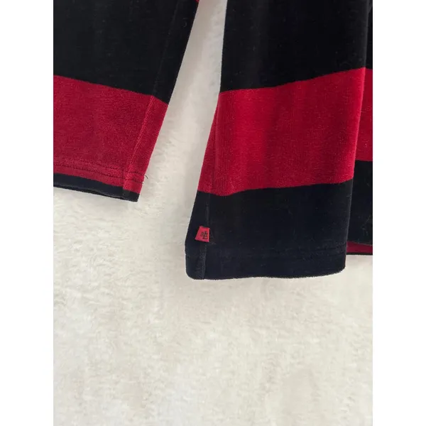 Lauren Ralph Lauren Red Black‎ Striped Velour Quarter Zip Pullover Sweater XL - Image 5