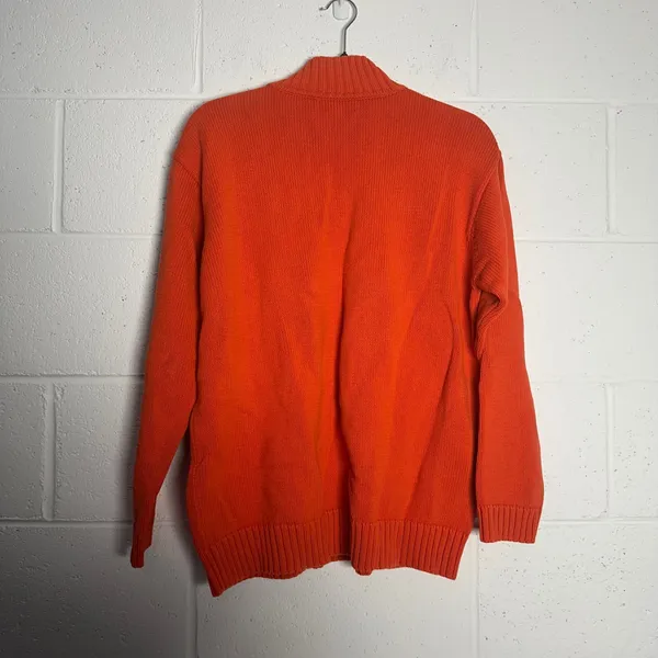 Lauren Ralph Lauren Orange Cotton Quarter Zip Crest Logo Sweater women's Medium - Image 4