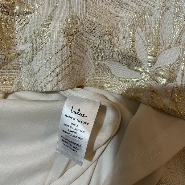 LULUS Shine for Us Cream Metallic Tropical Jacquard Mini Dress - Image 6