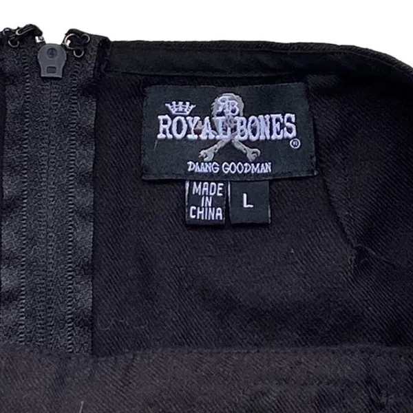 ROYAL BONES by Daang Black Pleated Chain Punk Goth Mini Skirt ~ Women's LARGE - Image 8