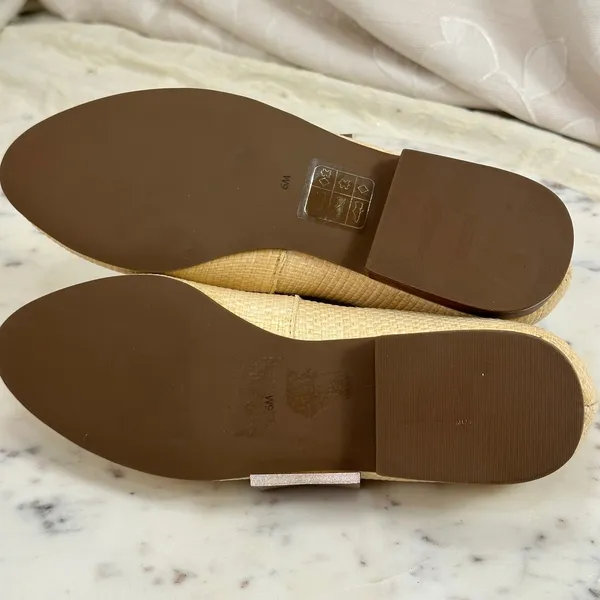 Jack Rogers Raffia‎ Loafers Natural Beige White Piping Smoking Slipper Flats - Image 9
