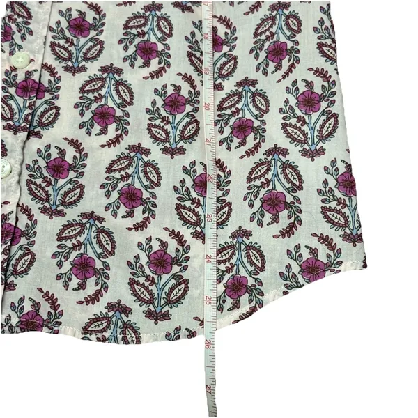 J.Crew Women's Sz S Pink Floral‎ Button-Down Shirt Long Sleeve Cotton Blouse - Image 5