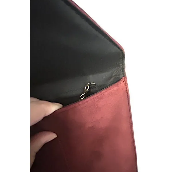 NWT‎ JNB Studio Burgundy Faux Suede Envelope Clutch Chain Shoulder Bag Modern - Image 11
