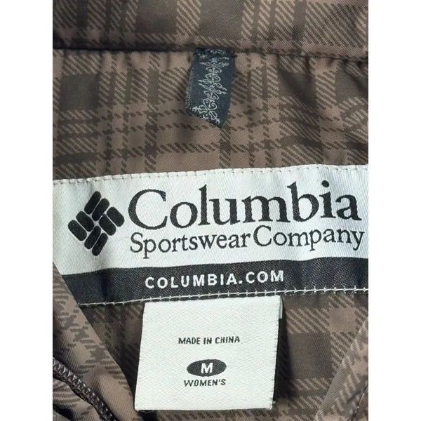 Columbia Womens Brown Plaid‎ Down Puffer Jacket Faux Fur Hood Size M - Image 5
