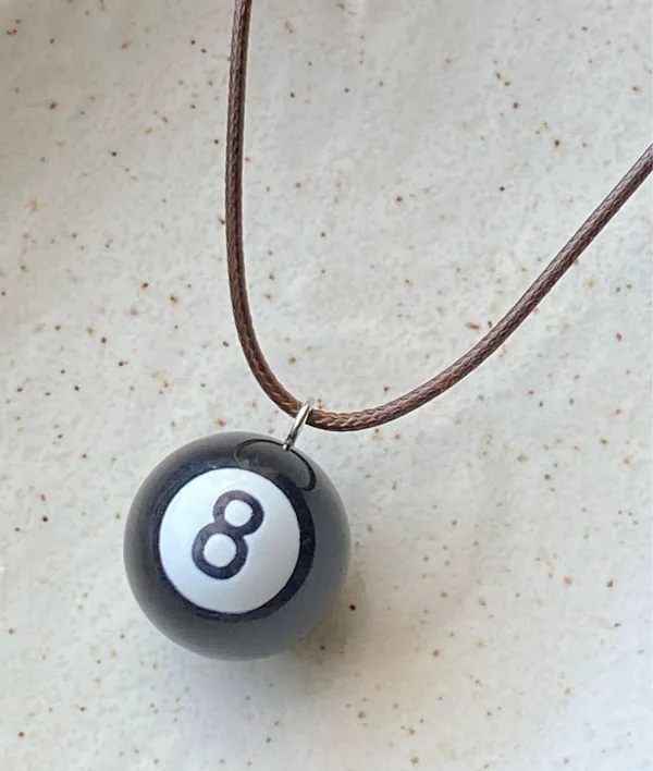 Handmade big 8 ball y2k grunge funky unisex simple brown necklace🎲8️⃣🖤 - Image 6