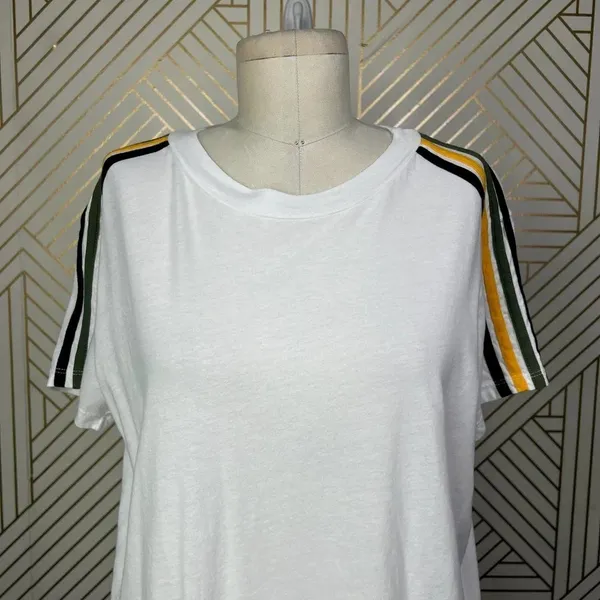n:Philanthropy Verbena Stripe Shoulder T-Shirt in White Size US‎ Medium - Image 4