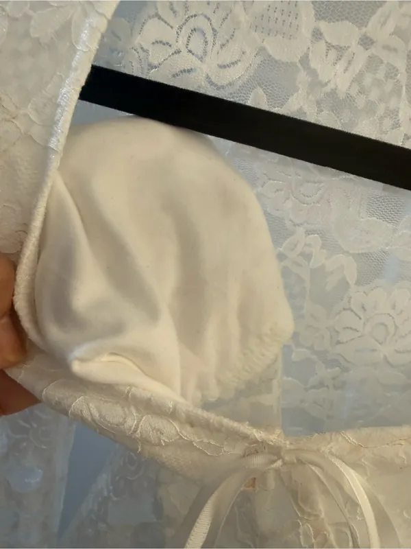 White Lace stretch Long-Sleeve Tie Front Top size small feminine NWT see pics - Image 8