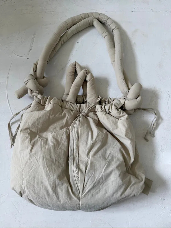 OLEND compact ona soft nylon multiwear crossbody backpack bag in sand - Image 4