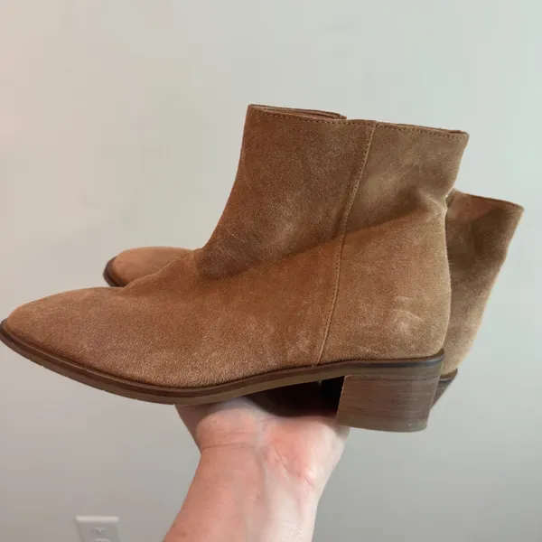 Aquatalia Reeta Tan Brown Weatherproof Suede Ankle Boots Made in Italy Womens 7 - Image 3