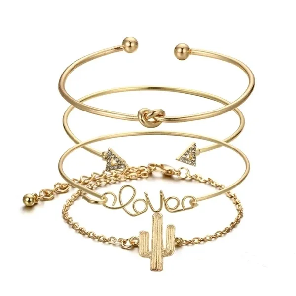 Boutique Gold Stacking Arrow Cactus‎ Bracelet Set (4) - Image 3