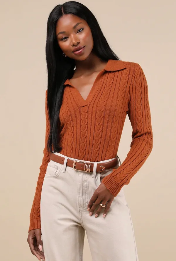Lulus Pumpkin colored sweater - Image 3
