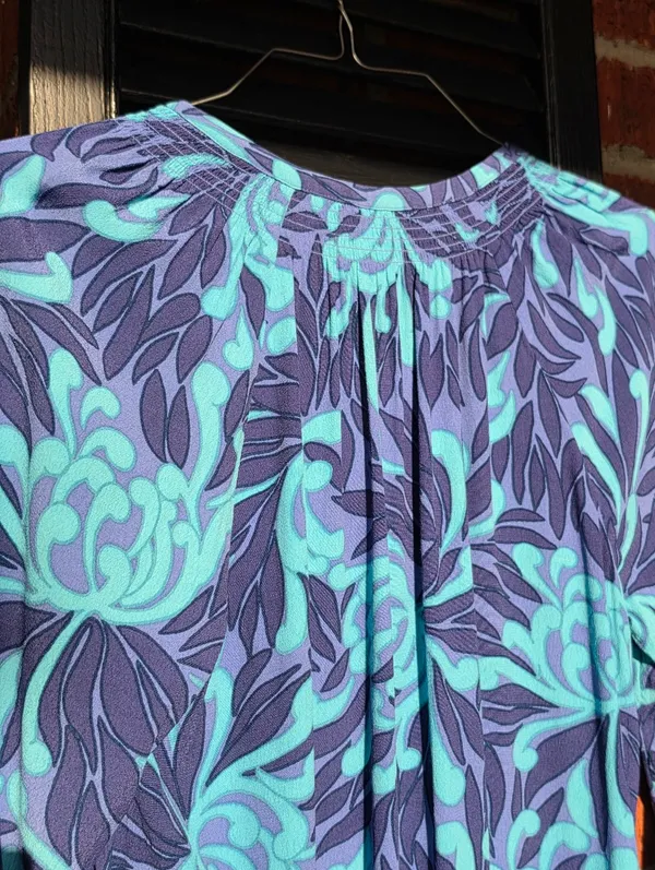 New Rachel Zoe Blue Purple Printed Long Sleeved Dress Small - Image 10