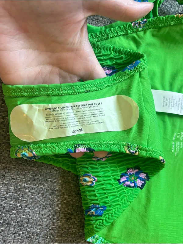 aerie Bright Green Floral Tie-Side Swim Bottoms | Large (New $29.99) - Image 6