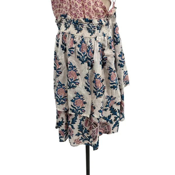 Anthropologie Celandine Straight Neck Tiered Floral Smocked Mini Dress XL - Image 8