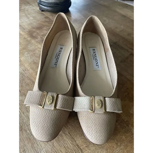 Rangoni Of Florence Italy women Size 6.5 leather Fabrics Bow Tie pump Shoes - Image 2