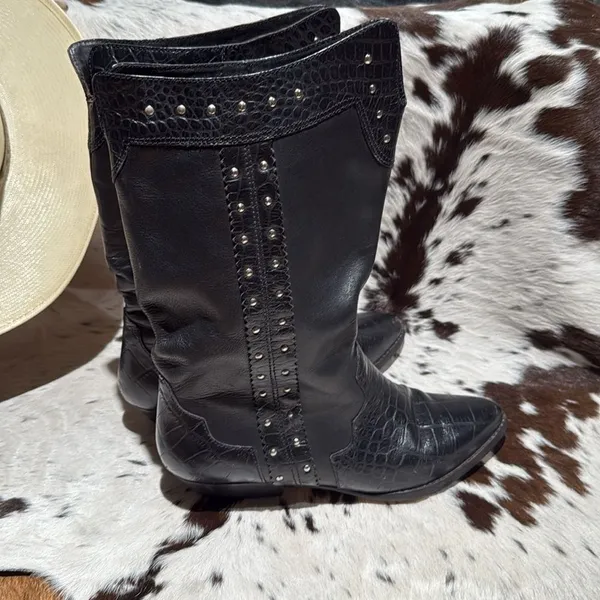 Marc‎ Alpert 100% Leather Western Studded Boots Burning Man Size 8.5 T1 - Image 8