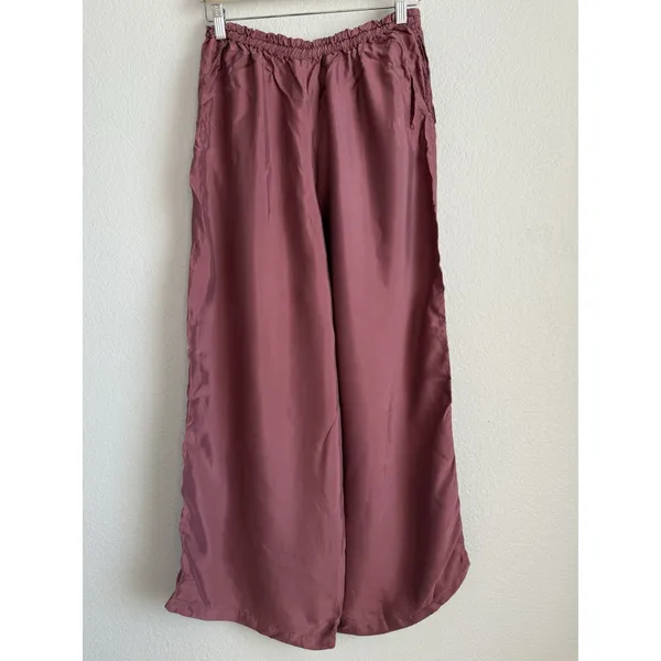 Athleta Calm Cool Pant Women's M Rose Pink Wide Leg Breathable Lightweight Silky - Image 11