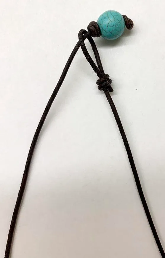 Leather Pearl Choker Blue - Image 3