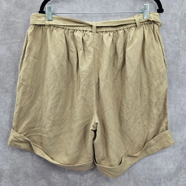 Lane Bryant Tan Linen Flat Front Bermuda Bottoms Pants Shorts Plus‎ 14/16 - Image 2