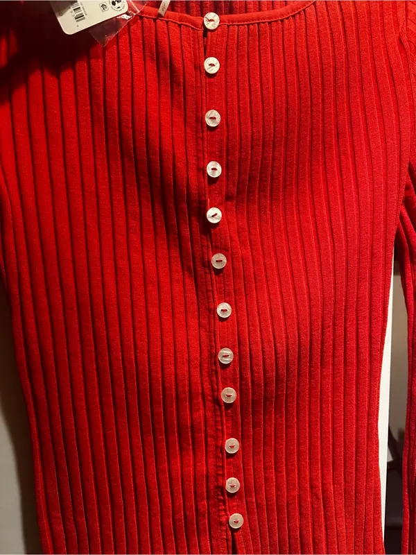 NWT Free People Tilly Long Sleeve Cardi-High Risk Red - Image 9