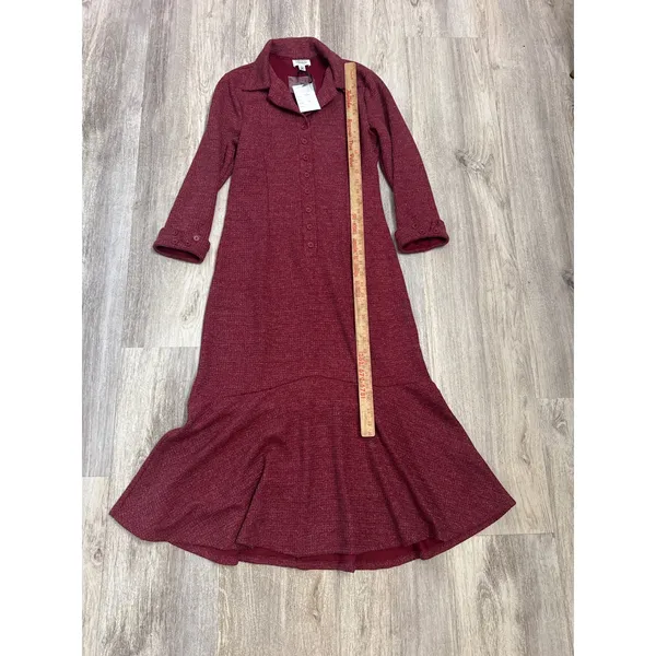 Unique Vintage Burgundy Red‎ Textured Knit Mermaid Midi Dress Womens Large - Image 5