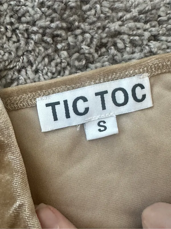 Twist-Front Velvet Slip Mini Dress in Tan - Image 4