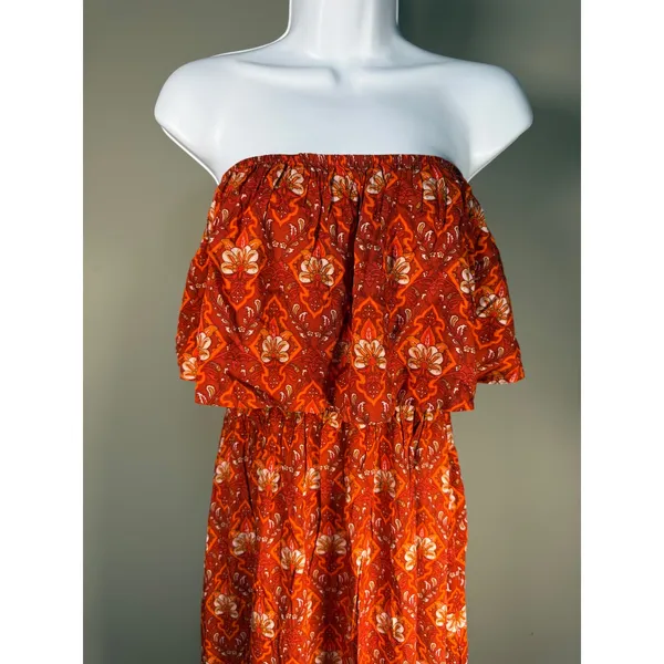 Yidarton Boho Strapless Maxi Dress NWT Resort‎ Vacation Festival M - Image 3