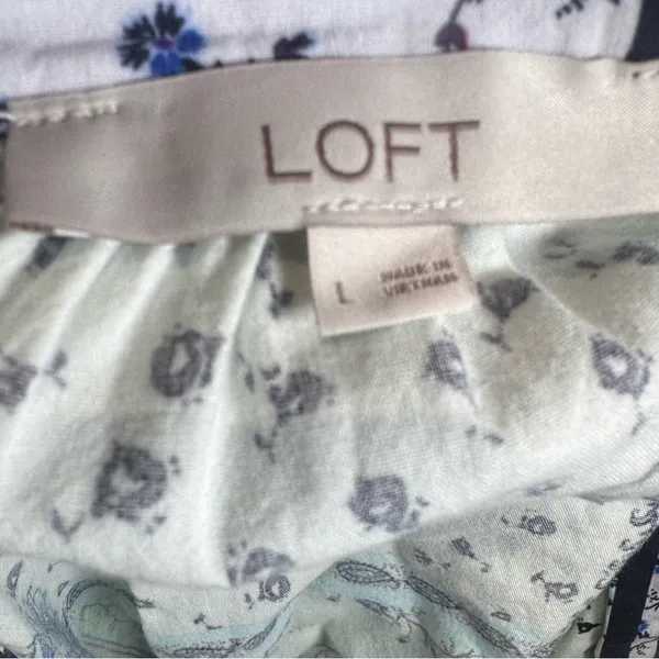 Loft patchwork patterned cotton blend peasant top size large - Image 4