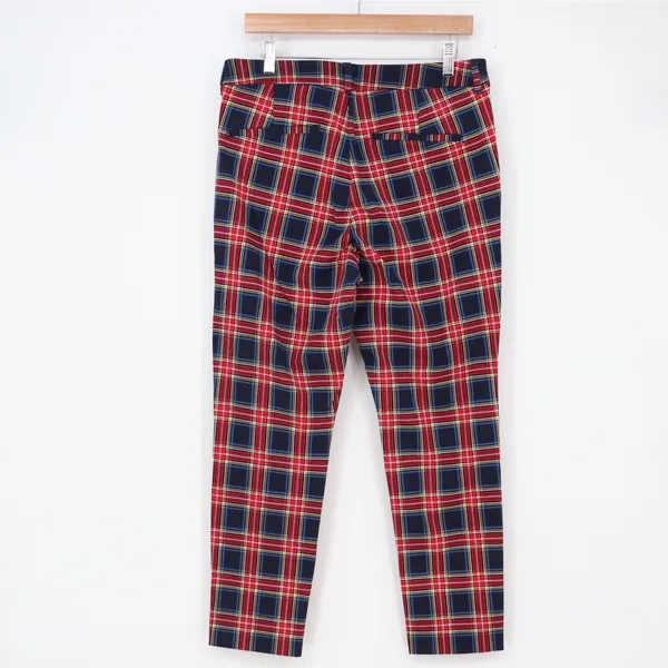 Old Navy Pants Womens 12 Pixie High Rise Red Plaid Stretch Ankle Excellent - Image 4