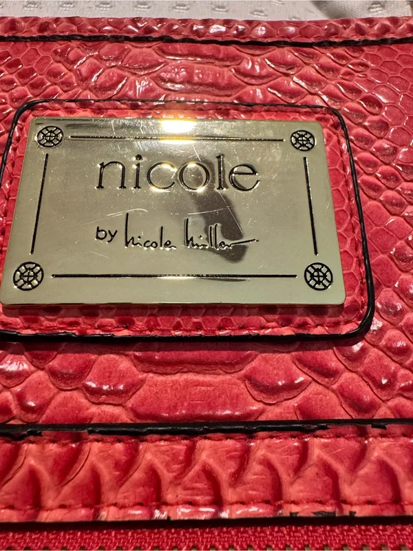 Nicole by Nicole Miller Coral-Red Snake-Embossed Shoulder Tote - Image 2