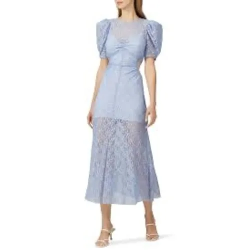 Alice McCall On and On Blue Floral Lace Puff Sleeve Cut Out Midi Dress US 6 - Image 8