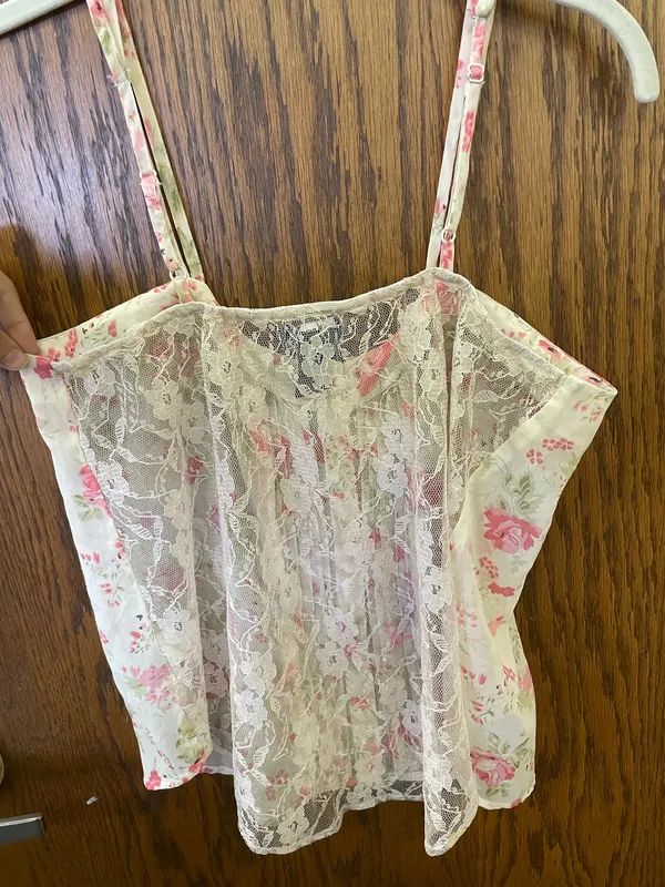 Wet Seal Floral Sheer Lace Tank Boho Hippie Beach Summer M - Image 9