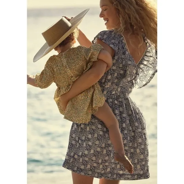 Anthropologie V-neck Plunge Tunic Mini Dress Women’s Small Floral Blue‎ White - Image 5