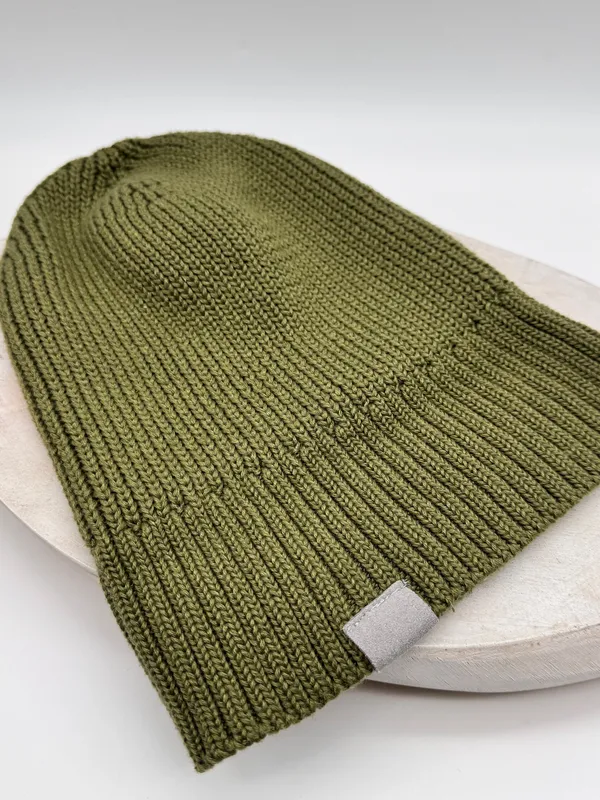 adidas Glam On Woolie Beanie Hat Olive Green Ribbed Cuff Knit Cap NWOT - Image 7