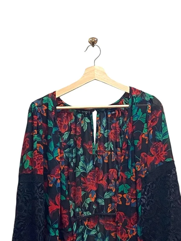 Torrid Long Line Duster Cardigan Green Size 1X Floral Spring Bohemian Coastal - Image 6