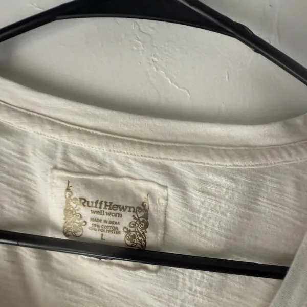 Ruff Hewn Shirt Womens Large White‎ Short Sleeve Button V Neck Pocket Casual Top - Image 6