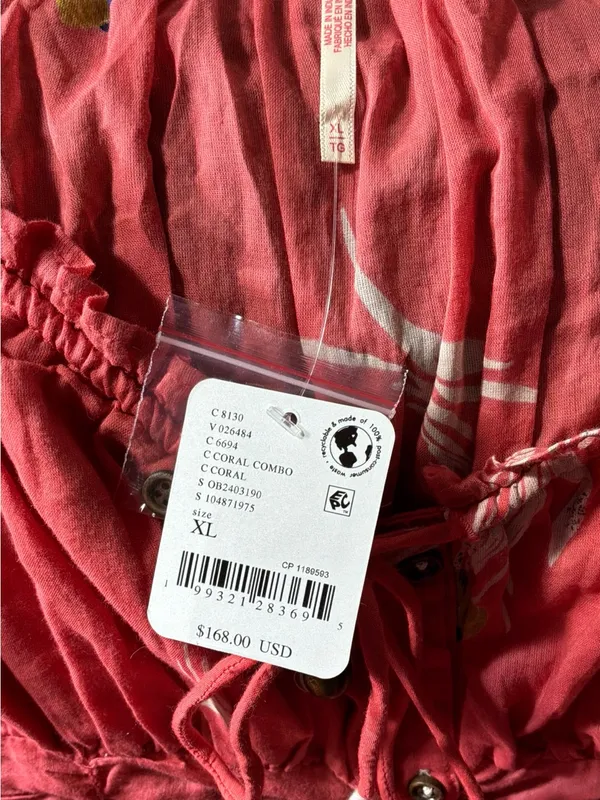 Free People Coral Red Floral Midi Dress NWT - Image 2