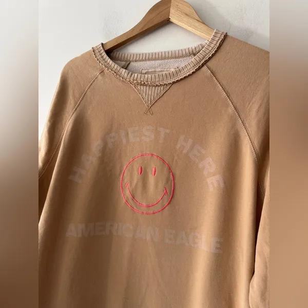 American Eagle Brown Funday‎ Graphic Raglan-Sleeve Sweatshirt - Image 4