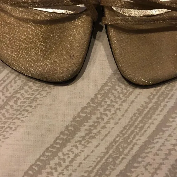 Stuart Weitzman Gold Strap Slingback Formal Heels Size 9 - Image 2