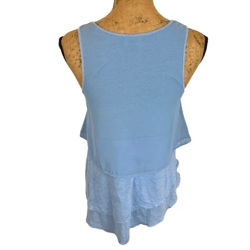 Adolfo Dominguez Tank‎ Top Light Blue Layered Mixed Media Spring Pastel Size XS - Image 2