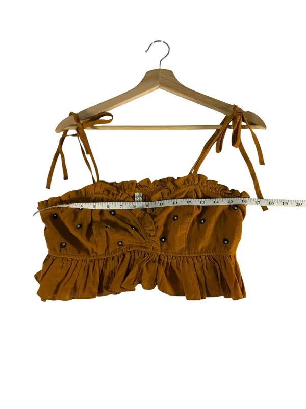 Intimately Free People On A Star Crop Cami Top M Beaded Floral Tie Strap Boho - Image 6