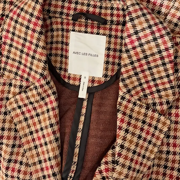 Anthropologie AVEC LES FILLES Longline Plaid Blazer Jacket Preppy Academia Small - Image 11