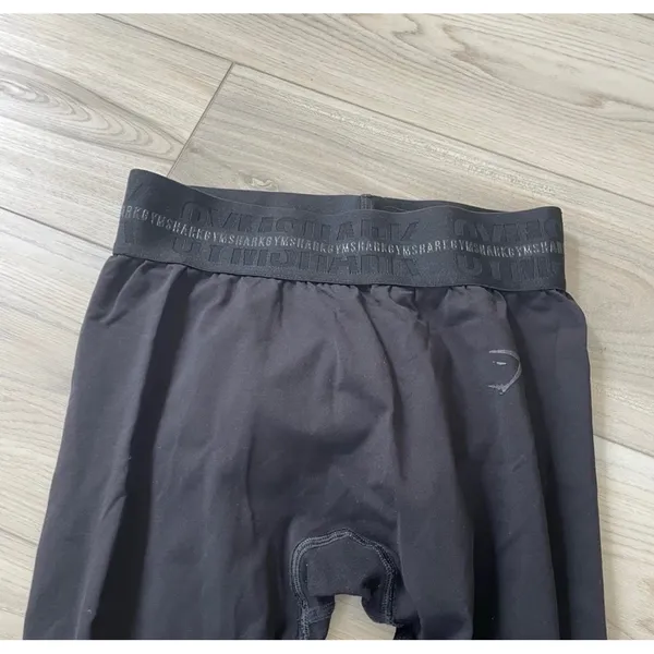 Gymshark Black Seamless Leggings Workout Athleisure Logo‎ Waistband small - Image 4