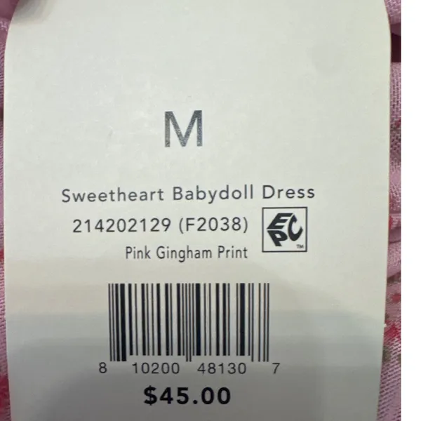 Blogilates Sweetheart Babydoll Dress Pink Gingham Floral Mesh Mini Medium New - Image 3