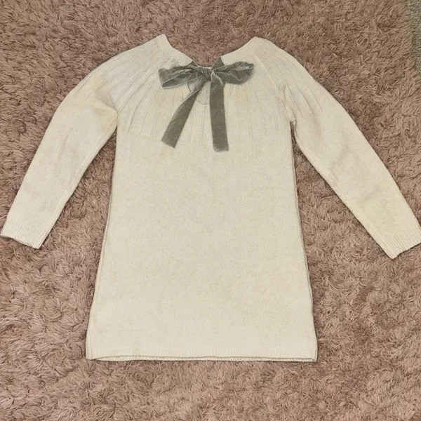 Blue Rain White Knit Sweater Dress - Image 4